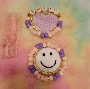 Kandi Bracelet Pony Beads with Metallic Gold accents Smile